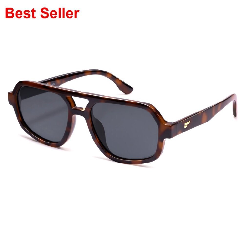 Polarized Aviator Sunglasses, Retro Oversized Square Frame, UV400 Protection